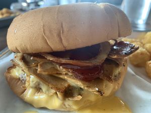 Chophouse burger with tots  at Your Local Seitanist in Chattanooga