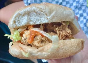 Crispy chkn sammich (buffaloooo) at Your Local Seitanist in Chattanooga