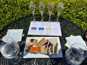 Sparkling wine and vegan cheese pairing at Domaine Carneros in Napa