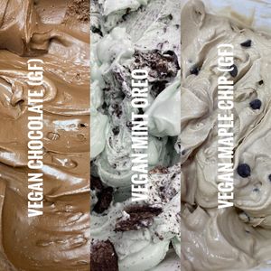 A trio of vegan flavors all made with coconut milk  at Das' Creamery in Budd Lake