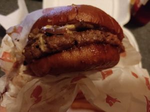 Magic mushroom truffle and Swiss burger (vegan) at The Tavern in Prague
