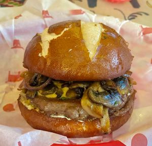 Mushroom burger  at The Tavern in Prague