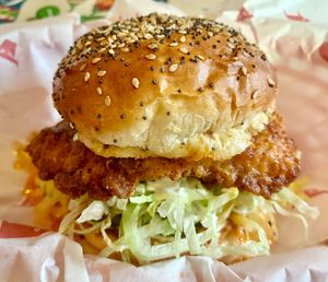 Buffalo Chick’n burger  at The Tavern in Prague