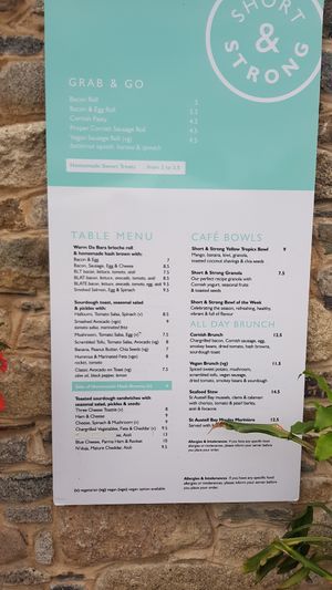 Menu at Short & Strong Cafe & Deli in St Austell