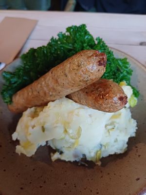 Vegan bangers and mash. Gravy came in a jug. at The Prince Rupert in Newark