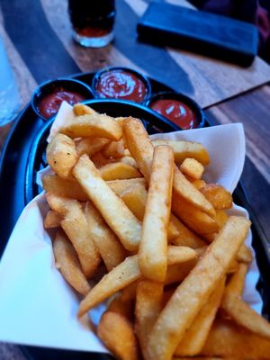 Fries with ketchup at Café Storm in Aabenraa