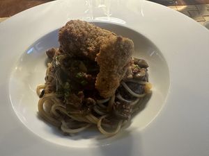 Spaghetti with mushrooms  at Sto da Bio in Selvatelle