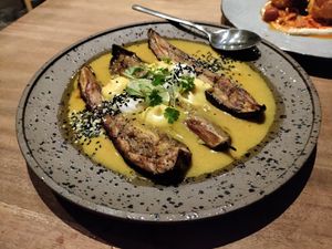 Eggplant in a curry sauce. at Botanique in Hove