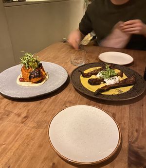 Vegan cauliflower and aubergine dishes   at Botanique in Hove