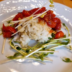 Gruyere-Risotto mit Schmortomaten at Auf a Glasl  in Gerersdorf