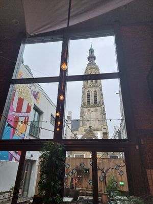 Outdoor seating (it was pouring though!) at Veganlicious in Breda