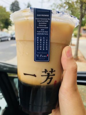 Black Sugar Pearl Black Tea Latte with soy milk! at Yifang Taiwan Fruit Tea in Berkeley