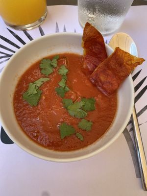 Cold Tomato soup at Americano Vegano in Torremolinos