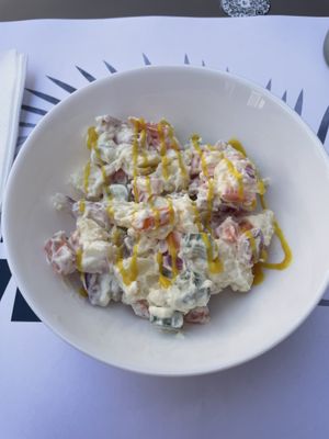 Ensaladilla rusa del menú del día 😍 at Americano Vegano in Torremolinos