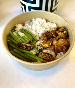 Oyster mushrooms with fonio   at Veghana in Dubai