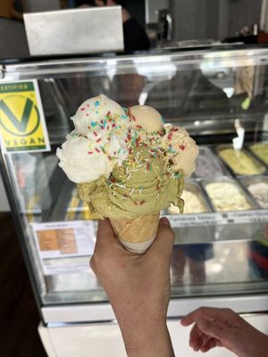 Wasabi, Pistachio and Salty Peanut  at Green Scoop Vegan in Berlin