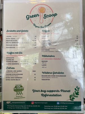 Menu  at Green Scoop Vegan in Berlin