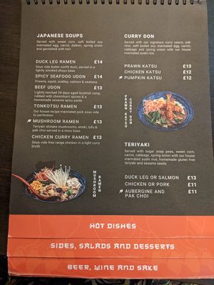 Vegan options marked with leaf at Shinsen Sushi- Broughton St. in Edinburgh