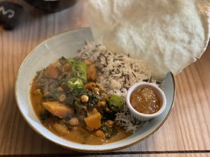 Curry, squash and spinach curry - The Old Inn, Carbost, Isle of Skye  at The Old Inn & Waterfront Bunkhouse in Isle Of Skye