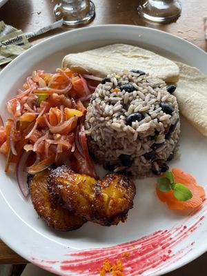 Vegan tipico breakfast   at Emilio's Cafe in Aguirre