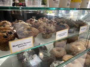 Three vegan muffins  at Discovery Coffee - Blanshard St in Victoria