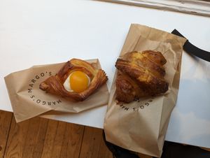 Vanilla-apricot danish and cheese croissant. at Margo's Amsterdam - Jordaan in Amsterdam
