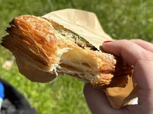 Parmesan and Chestnut mushrooms danish   at Margo's Amsterdam - Jordaan in Amsterdam