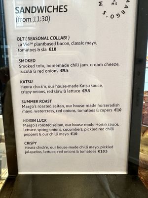 Sandwich menu  at Margo's Amsterdam - Jordaan in Amsterdam