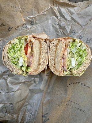 Crispy sandwich on oat bread  at Margo's Amsterdam - Jordaan in Amsterdam