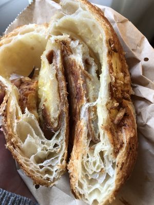 Ham cheese croissant (crushed from trip home)  at Margo's Amsterdam - Jordaan in Amsterdam