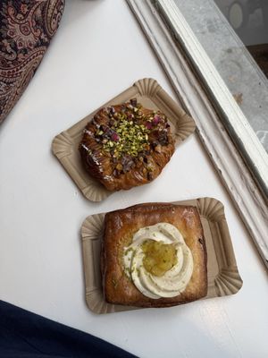 Pina colada and pistachio and raspberry danish   at Margo's Amsterdam - Jordaan in Amsterdam