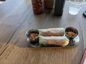 Vegan ham spring rolls at Saigon Noodle Bar in West Chester