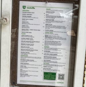 Wall menu at Westville - 18th St in New York City