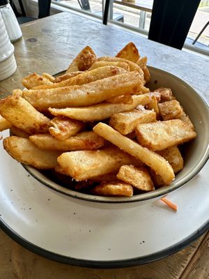 Half serve of friesd  at Bobby Franks Cafe in The Wood