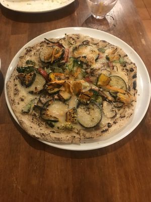 Pizza like I’ve never had before. The vegan cheese was vegan cheese, but the roast veggies and base were delicious  at Unique (V) Pizzeria SUKHASANA in Osaka