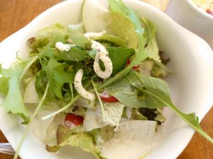 salad with cheese  at Unique (V) Pizzeria SUKHASANA in Osaka