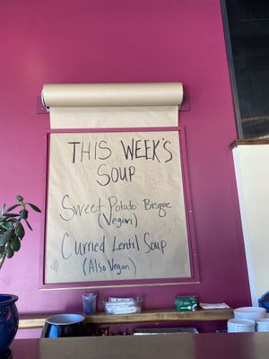 Delicious vegan options/ women owmed business and beautiful setup   Tons of cooking books to read😉including vegan cook books   A great option for vegan meals   Friendly owner+  at Fuddhism in Truckee