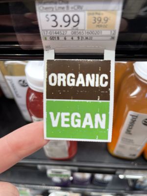 vegan options throughout the store are labeled  #Veganuary at Lazy Acres Natural Market in San Diego