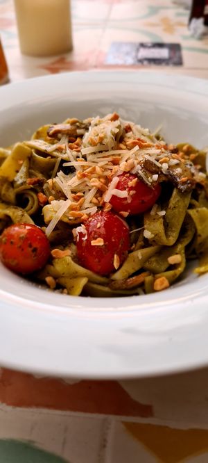 Pasta Mushroom Pesto Tagliatelle at The RED DOOR in Tamarindo