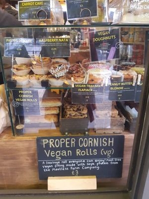 Vegan doughnuts and sausage rolls shown here! at Hopper & Bean - Winchmore Hill in North London
