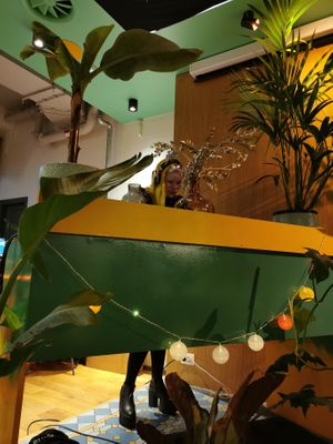 DJ booth at Vegan Oasis in Tallinn