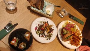 Cheese plate, burger and vöner at Vegan Oasis in Tallinn