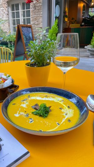 Pumpkin soup   at Vegan Oasis in Tallinn