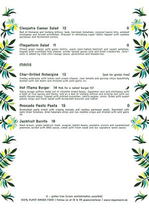 menu  at Vegan Oasis in Tallinn