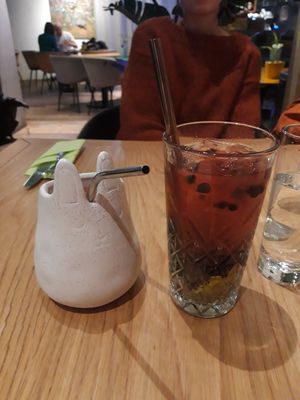 Mysterious spritz and berry mojito mocktails at Vegan Oasis in Tallinn