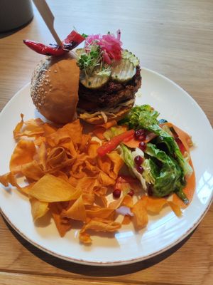 The burger at Vegan Oasis in Tallinn