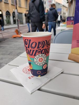 Free sparkling water at Flower Burger - Corso Garibaldi in Milan
