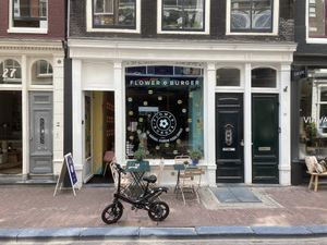 Outside at Flower Burger in Amsterdam