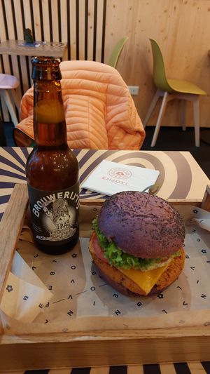 Served in a nice tray. at Flower Burger in Amsterdam