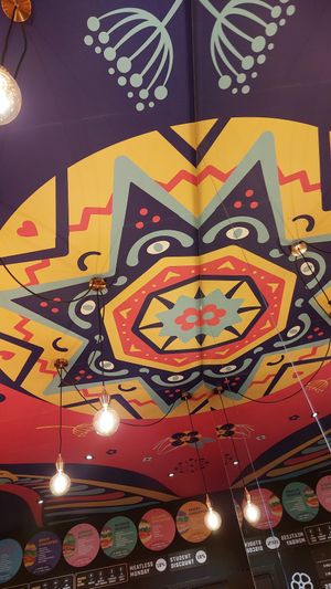 Ceiling coliurs. at Flower Burger in Amsterdam